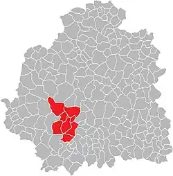 Situation du canton de Saint-Gaultier, dans le département de l'Indre, de 1790 à mars 2015.