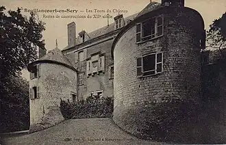 Carte postale du château de Bouillancourt (début du XXe siècle) - vue de l'Est.