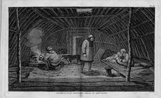 Intérieur d'une habitation d'hiver du Kamtchatka