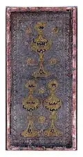 Le trois de coupe d'un tarot Visconti-Sforza ; le trois de cœur dériverait de ce type de carte.