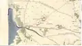 La rive est du lac de Lacanau et les fossés d'écoulement en 1756, Cassini