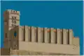 Représentation hypothétique de la cathédrale de Palma de Majorque au XIVe&nbsp;siècle avec une seule nef, transformée plus tard en un bâtiment à trois nefs plus élevé.