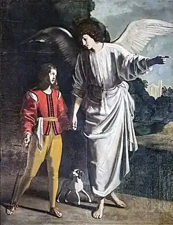 Peinture de Tobie et l’ange par Nicolas Tournier