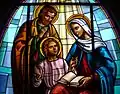 Détail d'un vitrail, la Sainte Famille.