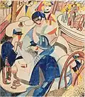 Scène de café, gouache