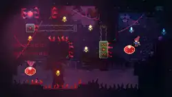 Un niveau à prédominante rouge, de nombreux tentacules sont visibles sortant des murs.