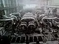 Construction de la salle des machines (au premier plan le groupe turbo-alternateur)