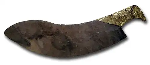 Couteau cérémoniel en silex avec le nom d'Horus de Djer inscrit sur son manche en or - Musée royal de l'Ontario, Toronto.