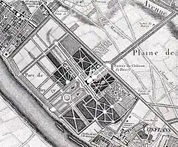 Parc du château de Bercy sur plan Roussel de 1731.