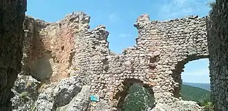L'intérieur des ruines.
