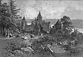 Château du Hénan près de Pont-Aven (dessin de Félix Benoist, lithographie  d'Eugène Cicéri, 1867).