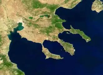 Image satellite de la Chalcidique.