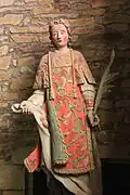 Chapelle Saint-Gobrien : statue de saint Étienne située dans le chœur.