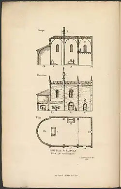 La chapelle Saint-Jacquême près de Saint-Nizier, restitution par André Steyert (1881, pl. 1)