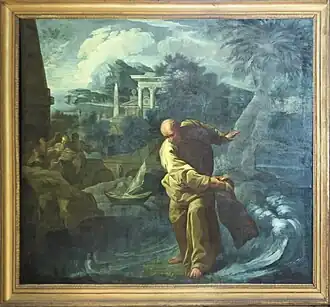 Élisée divisant les eaux du Jourdain avec le manteau d'Élie