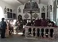 Intérieur de la chapelle du cimetière abritant le monument aux morts des Capucins.