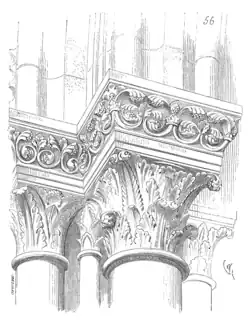 Dessin d'un chapiteau de la cathédrale Saint-Pierre de Lisieux.