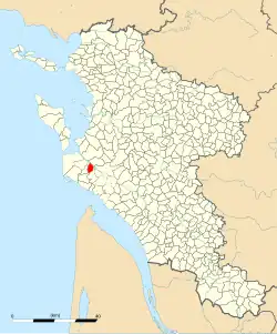 Carte de la commune de Chaillevette au sein de la Charente-Maritime