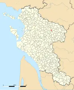 Carte de la commune de Vervant au sein de la Charente-Maritime