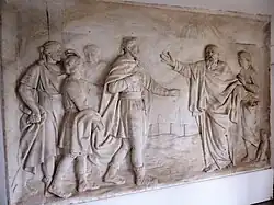 Bas-relief Le signe donné à Achaz, Bridan, marbre de Carrare, 1786-1789.