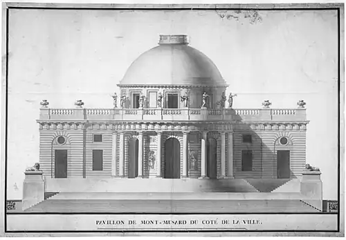 Charles de Wailly, Élévation du pavillon de Montmusard du côté de la ville, 1764 (exposé au Salon de 1771)