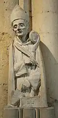 Fulbert, la truelle à la main, chapelle Sainte-Soline, église Saint-Pierre de Chartres.