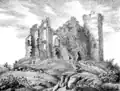 Lithographie du château tel qu'il apparait au début du XVIIIe&nbsp;siècle, Godefroy Engelmann.