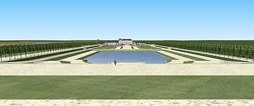 Vue depuis le Belvédère, jardins du château de Pomponne, vers 1720