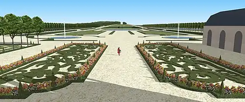 Vue depuis le premier étage du château de Pomponne, vers 1720