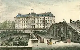 Château-neuf de Meudon (construit en 1705 sur l'emplacement de la Grotte). Transformé en observatoire à la fin du XIXe&nbsp;siècle.