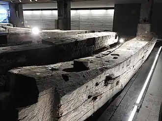 HMS&nbsp;Namur de 1756, vestiges récupéré dans le sol de l'atelier du charron du Chatham Dockyard.
