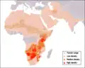 Aire de répartition du Guépard