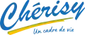 Représentation du logo de 2020, texte en bleu, avec deux traits vert et jaune et la devise de la commune.