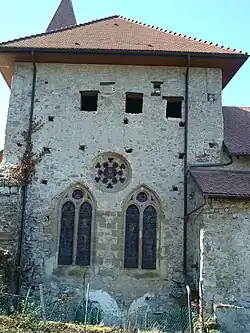 Chevet de l'église du prieuré de Meillerie, XIIIe siècle.