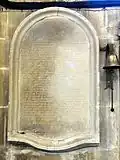 Plaque de fondation de messire Jean Wallet.