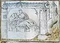 Bibliothèque municipale de Valenciennes, manuscrit 637, fo&nbsp;32&nbsp;ro, début du XVe&nbsp;siècle, par Perrin Remiet.