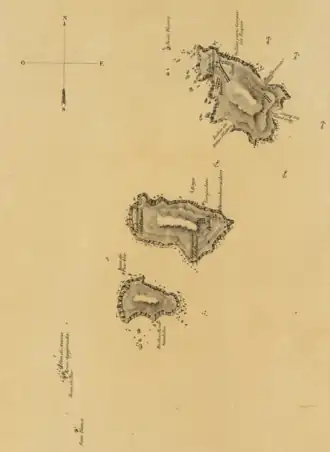 Carte des îles Chincha, en 1865.