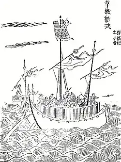 Jonque de guerre chinoise dans « Chouhai tubian » (籌海圖編) en 1562