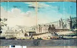 Peinture figurant l’arrivée du prince de Condé au château de Palaiseau au XVIIe siècle.