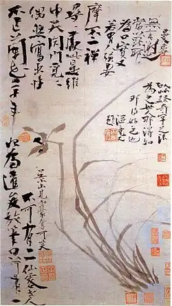 Orchidées. Kim Chǒng-hǔi (1786-1856). Encre sur papier, 55&nbsp;×&nbsp;30,6&nbsp;cm