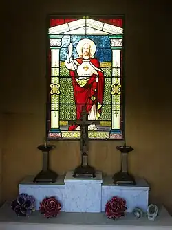 Cimetière de l'Est de Metz - Intérieur d'une chapelle - Vitrail signé Thiria Metz - 1935