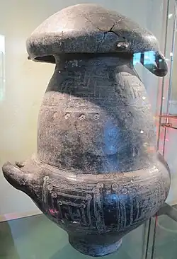 Urne cinéraire biconique villanovienne avec couvercle en céramique d'empâtement, -850/-800. Musée archéologique national G.C.Mecenate - MIBAC.