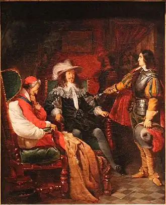 Cinq-Mars rendant son épée à Louis XIII (1836-37).