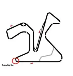 Tracé du circuit de Jerez, le virage de Dry Sack est entouré en rouge.