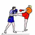 Blocage sur un coup de pied circulaire en Boxe birmane