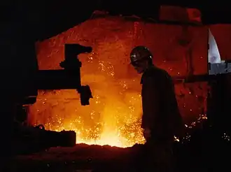Coulée continue aux anciennes forges.