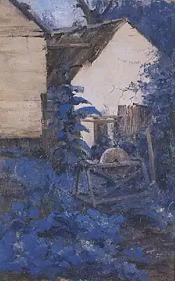 L'arrière de la grange, date inconnue, huile sur toile, 46,5&nbsp;×&nbsp;35&nbsp;cm, collection privée.