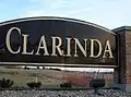 Panneau d'accueil de Clarinda.