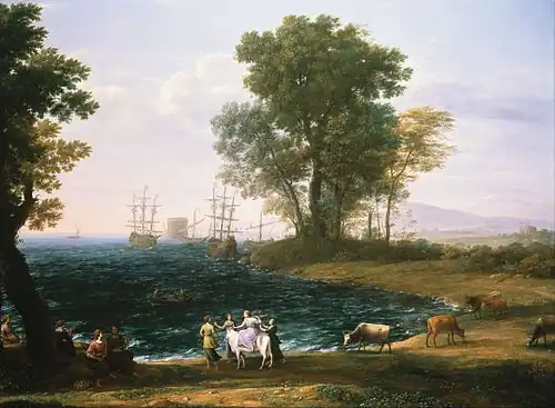 Scène côtière avec l'enlèvement d'Europe, 1667 – Palais de Buckingham, Londres.
