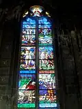 Légénde de St Crépin et St Crépinien (vitrail du milieu).